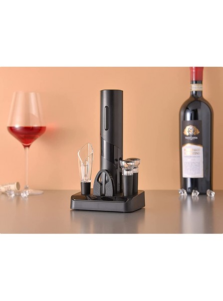 Electric Wine Bottle Opener with Charging Base Powered Cork Remover Gift Set,4 AA Battery Powered echargeable Automatic Wine Bottle Corkscrew with Foil Cutter,Pouring Decanter,Vacuum Stopper - BVQY9M23