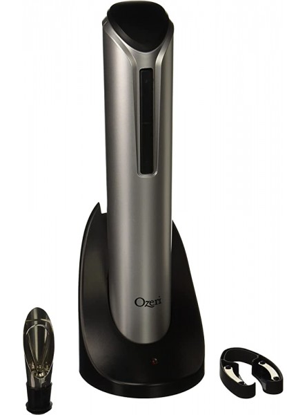 Ozeri Pro Electric Wine Opener with Wine Pourer Stopper and Foil Cutter in Silver - NSERYDDM