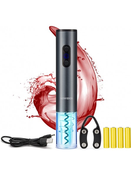 SOVIDER Electric Corkscrew with Foil Cutter Electric Wine Opener Set Rechargeable Wine Bottle Opener Automatic Wine Bottle Opener Wine Opener Electric Corkscrew Opener - TXDYAKT3