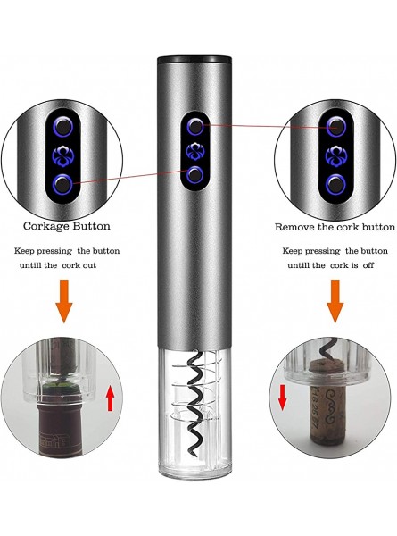 Wine Opener Electric,Smaier Wine Bottle Opener Stainless Steel Corkscrew Battery Powered Cordless Wine Opener Kit with Foil Cutter Silver - ABZQT5PU