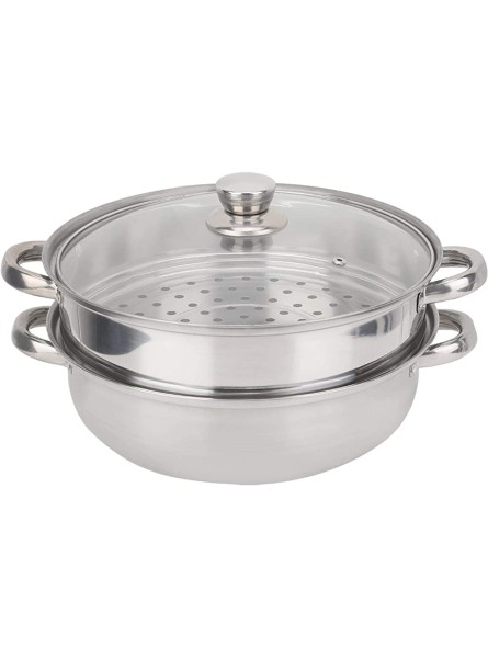 Steel Steamer 2-Layer Steamer Pot Double-Layer Sturdy and Durable Steamer Cookware Glass Vented Lid 2-Layer Steamer Restaurant for Kitchen - IGATE20Q