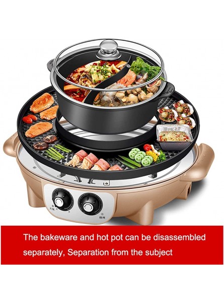Electric Grill Pan With Hot Pot， 2200W Bbq Hot Pot Multi-Function Household Dual-Use Separable Electric Barbecue Hot Pot Smokeless Non-Stick Electric Barbecue Grill Baking Pan，Black Useful - WMPM5XVY