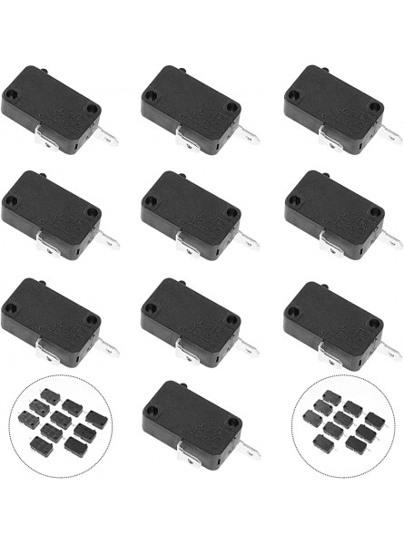 SOLUSTRE 10Pcs Microwave Oven Door Switch Plastic 2 Pin Snap Action Button Micro Limit Switch Replacement for Freezer Washing Machine Appliance Black - CIGKSJR3