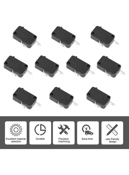 SOLUSTRE 10Pcs Microwave Oven Door Switch Plastic 2 Pin Snap Action Button Micro Limit Switch Replacement for Freezer Washing Machine Appliance Black - CIGKSJR3