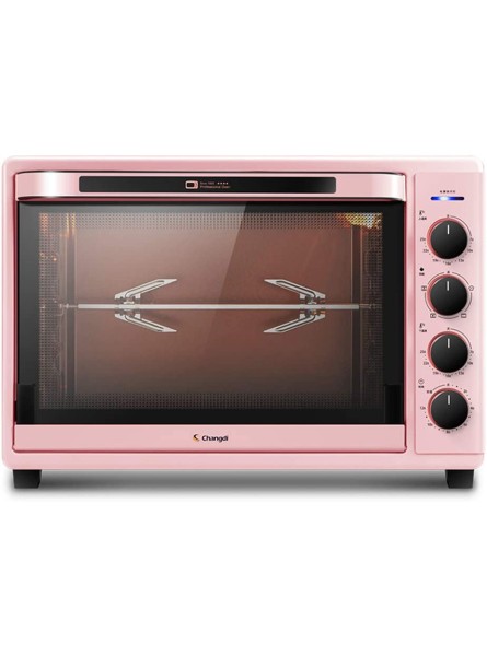 Toaster oven 42L Household Multifunctional Enamel Oven Independent Temperature Control Of Upper And Lower Tubes 360 ° Rotating Roasting Fork 120 Minutes Timer Double Glass Door Pink - SLOE9K56
