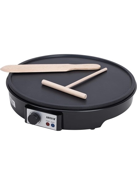 Artech Pancake & Crepe Maker 12 inch 30cm Large Cooking Area Powerful 1000W Evenly Heated Non-Stick Hotplate Wooden Spreader & Spatula Included Great for Omelettes Eggs or Flat Breads - TDFRAEDV