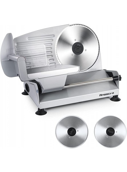 Meat Slicer Machine for Home 200W 2 Stainless Steel Blades Food Slicer Easy to Clean Electric Bread Slicer with 0-15 mm Adjustable Thickness - BBBZX9VR