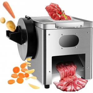 Moongiantgo Commercial Meat Cutter Cutting Machine Electric Vegetables Slicer 882LBS H Stainless Steel Meat Strips Cubes Slicer for Meat Hard Vegetables Fruits 15mm Blade Double Feed Inlet - WRNTYBF4