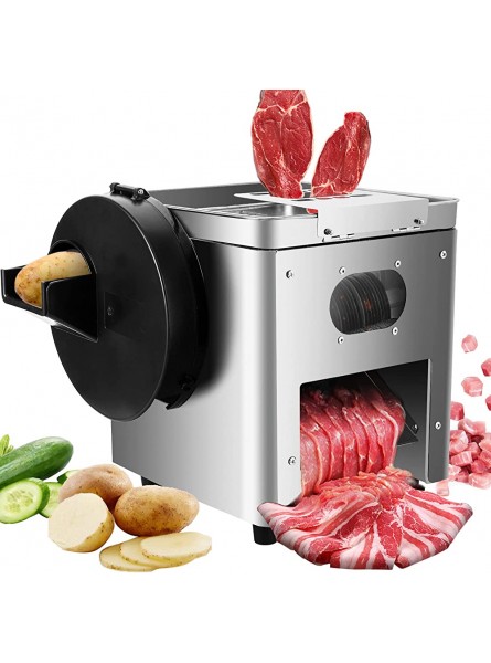 Moongiantgo Commercial Meat Cutter Machine 2.5MM 2 in 1 Commercial Vegetables Slicer Meat Cutting Machine 882 LB H Electric Meat Slicer Meat Strips Meat Cubes Cutter Easy-Replace Blade Set - HJRX2DA2