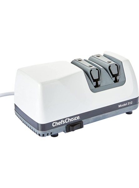 Chef's Choice 312 UltraHone Electric Knife Sharpener for Straight and Serrated Knives Diamond Abrasives Precision Angle Control 2-Stage White - YWUFKDRT