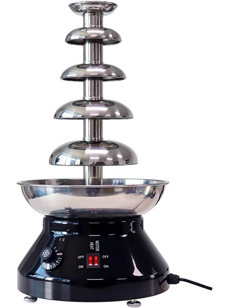 5-Tier Chocolate Fondue Fountain Machine 3L Stainless Steel Commercial Chocolate Fountain for Party Wedding Restaurant 30℃~110℃ Adjustable Black - ILERQB4S