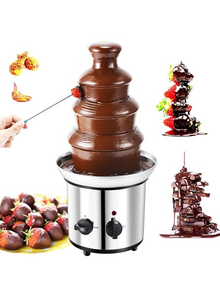 HNJDRKTSO Chocolate Fountain 4 Tier Hot Chocolate Fondue Fountain Machine Stainless Steel 18Inch Melting Tower 3Lbs Capacity for Chocolate Candy,Cheese,Baby Shower,Birthday Celebration,4 tier - QAAYBXTN