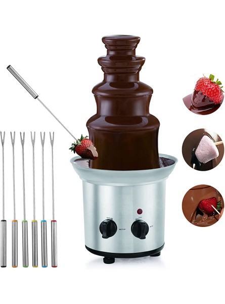 LJJTDS Chocolate Fountain Warmer Cheese Dipping Pot 1.8kg Capacity Easy to Assemble 4-Tiers Fountain Machine for Birthday Parties Family GatheringsIncludes 6 Dipping Forks - FPXQDB1R