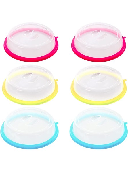 Hwtcjx Microwave Cover Plate Covers 6 Pcs Microwave Lid Microwave Food Cover Made of Silica Gel + PP Safe and Non-Toxic Easy to Clean for Refrigerators Microwave Ovens Pink Yellow Blue - QUIBO7VQ
