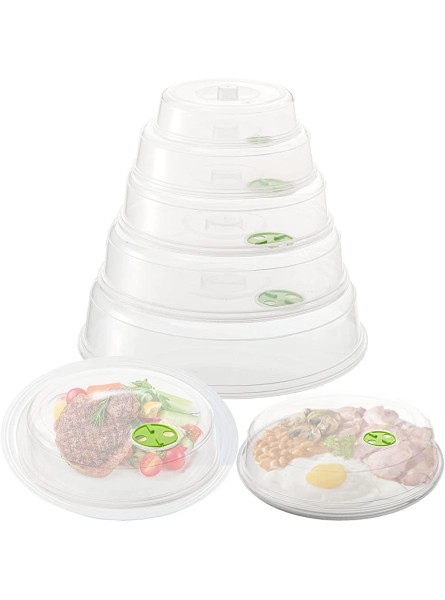 Tebery 5 Pack Microwave Cover for Food with Air Vent Microwave Plate Dish Covers BPA Free Plastic Transparent Lids Stackable Dishwasher Safe 5 Size Variety of Sizes for All Plates & Dishes - XDPH6SQG