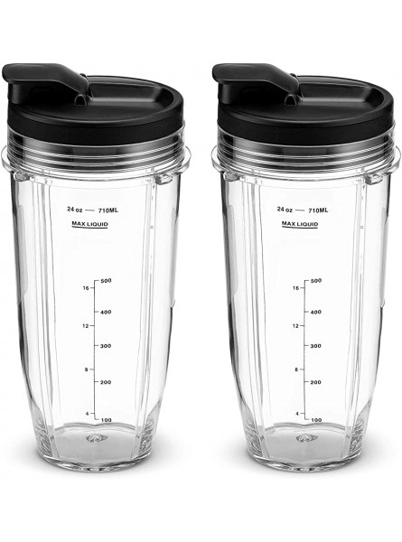 24OZ Cup for Compatible with Nutri Ninja Blender Replacement Parts with Spout Lids for Compatible with Nutri Ninja Blenders 900W BL450 and 1000W Auto-iQ BL480 BL482 BL482-30 BL682 2Pack by Poweka - RZFLBPU0