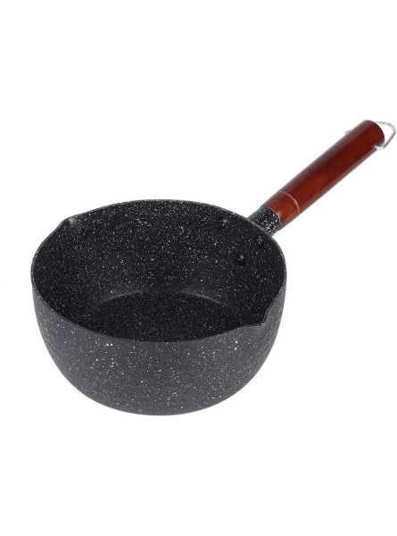 Household Non-Stick Pan Aluminum Japanese Style Stone Kitchen Cooking Utensil Pot with Wooden Handle for Hiking and Picnic18CM - OMIM34XF