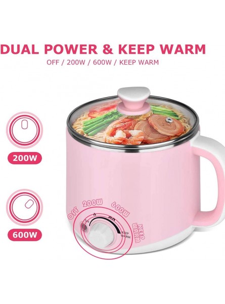 JTJxop Electric Skillet Non Stick with Lid Electric Hot Pot Rapid Noodles Cooker with Temperature Control And Keep Warm Function Perfect for Ramen Pasta Stir Fry Soups Hard-Boiled Eggs,Pink - VKQWB44G