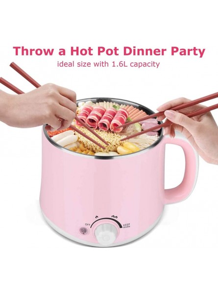 JTJxop Electric Skillet Non Stick with Lid Electric Hot Pot Rapid Noodles Cooker with Temperature Control And Keep Warm Function Perfect for Ramen Pasta Stir Fry Soups Hard-Boiled Eggs,Pink - VKQWB44G