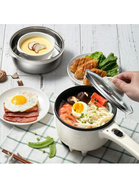 JTJxop Electric Skillet Pan with Lid Multi-Function Home Cooking Pot With Steam Vent & Heat-Resistant Handle Non-Stick Coating Easy To Clean 2L - CJVH5SSE