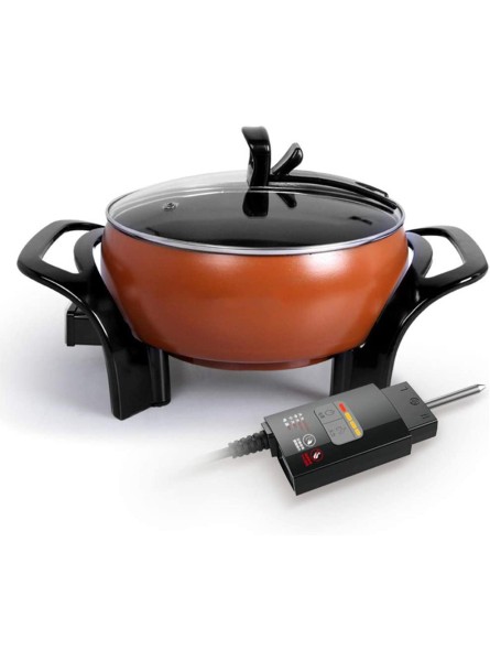 JTJxop Nonstick Electric Skillet with Lid Electric Hot Pot Rapid Noodles Cooker with Temperature Control Tempered Glass Lid 1350W,3L Orange - NMIOJE41