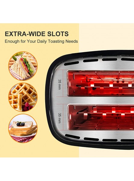 Bonsenkitchen Toaster 2-Slice Extra-Wide Slot Toaster Pan with Defrost Bagel Cancel Function 7 Shade Setting Stainless Steel Bagel Toaster TA8901 Black - NSKD2Y29
