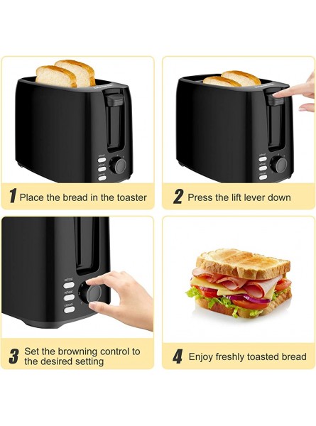 Bonsenkitchen Toaster 2-Slice Extra-Wide Slot Toaster Pan with Defrost Bagel Cancel Function 7 Shade Setting Stainless Steel Bagel Toaster TA8901 Black - NSKD2Y29