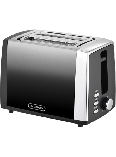 Daewoo SDA1852 Callisto Reheat Defrost & Cancel Controls Slide Out Crumb Tray for Easy Cleaning Self-Centering Function Anti-Jam Feature-Ombre Effect Stainless Steel 2 Slice Toaster Grey - PFQW5DS6
