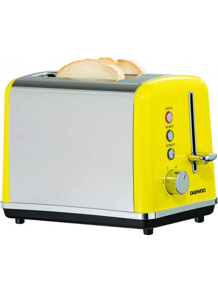 Daewoo SDA1996 SOHO 2 Slice Toaster with Defrost Reheat and Cancel Function Variable Browning Controls and Removable Crumb Tray- Yellow - QGRFXEHN