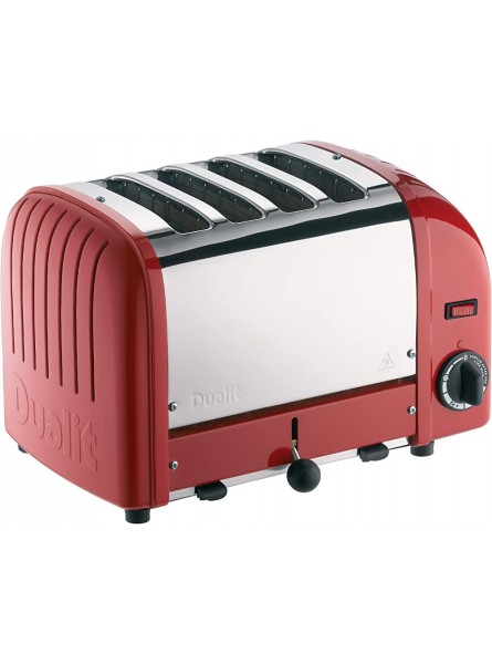 Dualit Classic 4 Slice Vario Toaster | Stainless Steel Hand Built in The UK | Replaceable Proheat Elements | Heat Two or Four Slots Defrost Bread Mechanical Timer | Replaceable Parts | Red 40353 - SLBM3P0D