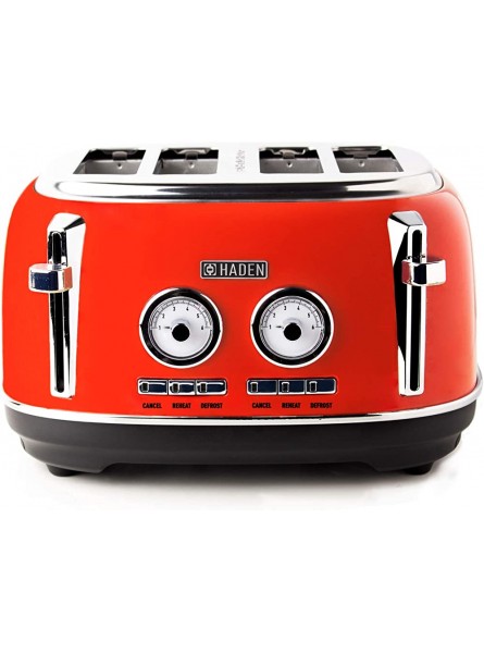 Haden Jersey Toaster – Retro Electric Stainless-Steel Toaster with Reheat and Defrost Functions – 1370-1630W 220-240V 4 Slice Marmalade Orange CE45 - MPIOUK0D