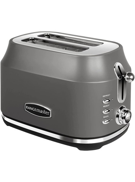 Rangemaster RMCL2S201GY Classic Grey 1kW 2 Slice Toaster with Defrost Cancel & Reheat Functions Removable Crumb Tray & 6 Power Levels with 2 Year Guarantee - BHDSJUKR