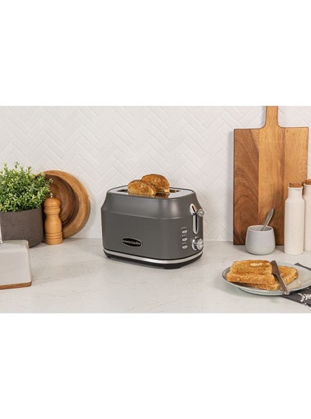Rangemaster RMCL2S201GY Classic Grey 1kW 2 Slice Toaster with Defrost Cancel & Reheat Functions Removable Crumb Tray & 6 Power Levels with 2 Year Guarantee - BHDSJUKR