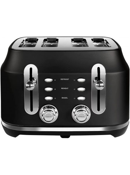 Rangemaster RMCL4S201BK Classic Black 2.1kW 4 Slice Toaster with Defrost Cancel & Reheat Functions Removable Crumb Tray & 6 Power Levels with 3 Year Guarantee* Black 4 Slice - IORJ75EU