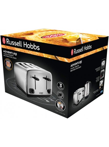 Russell Hobbs 24090 Adventure Four Slice Brushed Polished Stainless Steel Toaster - WVIR0D4B
