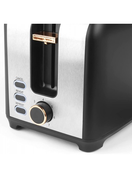 Salter EK4536NERO Nero 2 Slice Toaster Defrost Reheat & Cancel Functions 7 Levels of Browning Control Wide Slots for Thicker Slices Bagels & Teacakes 930W Removable Crumb Tray Black Copper - PTLX3F70