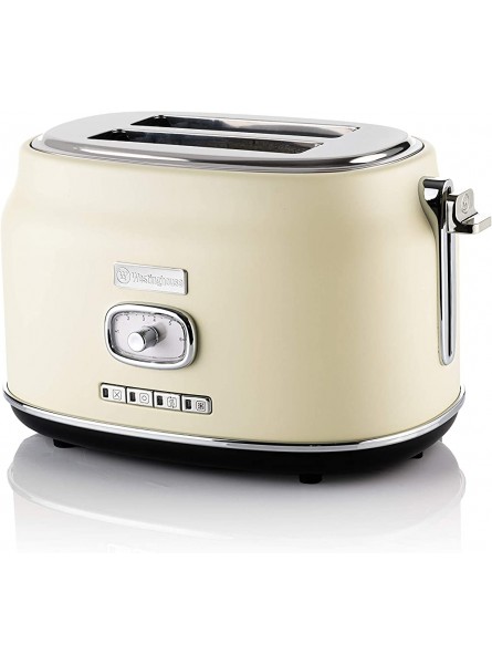 Westinghouse Retro 2-Slice Toaster Six Adjustable Browning Levels with Self Centering Function & Crumb Tray Including Warm Rack for Bread Bagels Sandwiches & Croissants Cream - GZFRKME0
