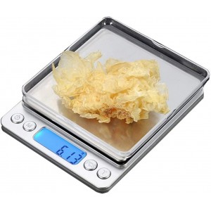 CestMall Stainless Steel Digital Kitchen Scales500g 0.001oz 0.01g High Precision Digital Pocket Scales with 2 Removable Trays Silver 5 x 4.17 x 0.59inch - PGDCRRP2