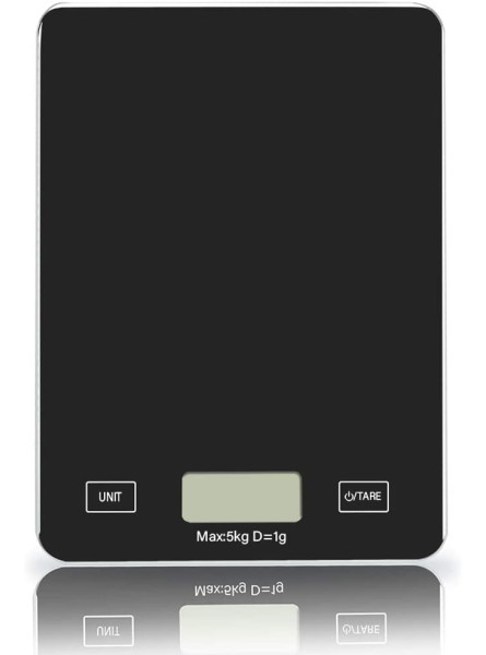 Digital Kitchen Scale Electric Food Weighing Scale with Backlit LCD & Tempered Glass Large Platform High-Precision Slim-Design Portable Scale Batteries Included 11lb 5kg Black - LOYHM020