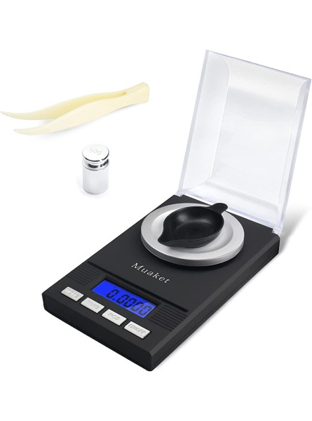 Digital Milligram Scales 0.001g 50g Muaket Mini Pocket Scales with LCD Display High Precision Electronic Jewelry Scales Portable Smart Scales with Calibration Weights Tweezers and Weighing Pans - UOMOOY3O