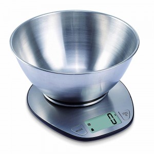 Electronic Kitchen Scales Stainless Steel Baking Scale Large Display Wet and Dry Food Weighing Scale with Stainless Steel Mixing Bowl Easy Switch Between Imperial and Metric Max 5 KGS - PPDJ0UH0