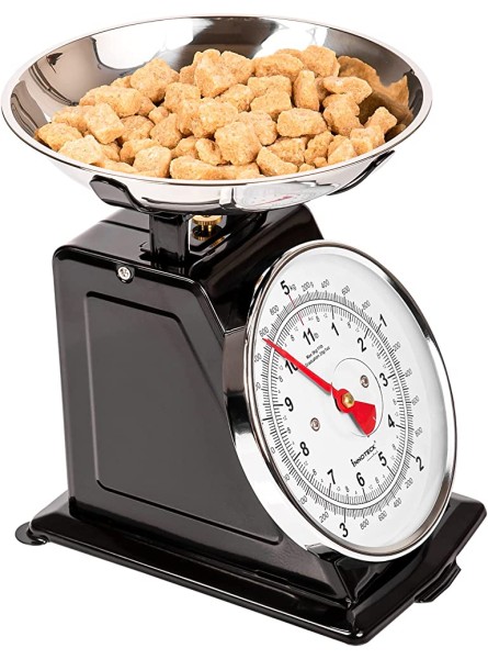 Innoteck Essentials Kitchen Scales Mechanical Kitchen Scale Compact Analogue Easy to Read 5 kg Capacity Large Dial Dishwasher Safe Detachable Bowl Ingredients Measurement Scale Black - FVIABDFD