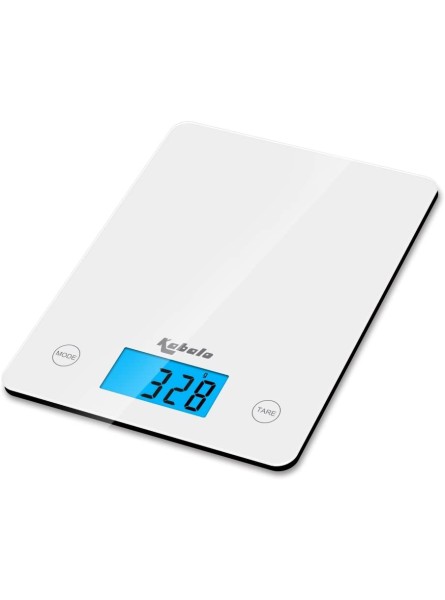 Kabalo White Kitchen Household Food Cooking Weighing Scale 5kg capacity 5000g 1g Batteries Included! Flat Slim Design Premier LCD Digital Electronic with blue backlight - CTUPXO0T