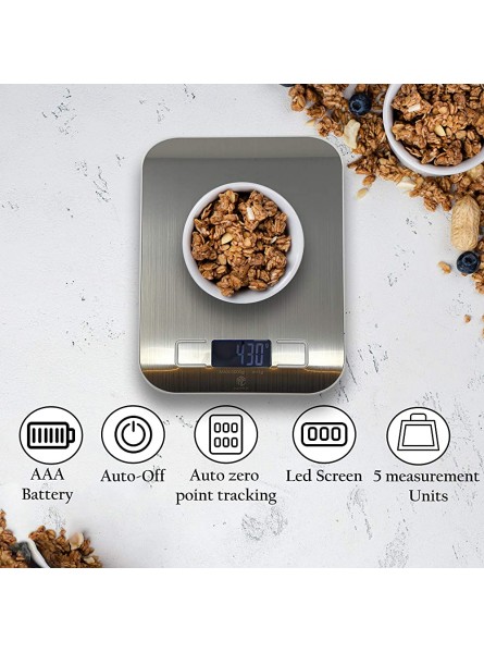 Kitchen Scales MSC Digital Electronic Coffee Weighing Scale for Cooking Baking High-Precision Food Jewelry Weight Scales LCD Display Multifunctional Tare Feature Stainless Steel 5kg-AAA - IIKQN0N2