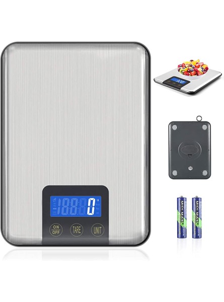 MOSUO Digital Kitchen Scales 15kg 1g Kitchen Scales Food Scale Electric Cooking Scale with LCD Backlit Tare Function Stainless Steel Kitchen Weighing Scales Batteries Included - UUAHKQIB