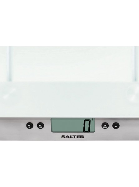 Salter 1242 WHDR Frosted Toughened Glass Electronic Kitchen Scale XL Max Capacity 10 KG Easy Read LCD Display Add & Weigh Function Measures Liquids in ml fl.oz Metric Imperial 15 Year Guarantee - GEZGM65R
