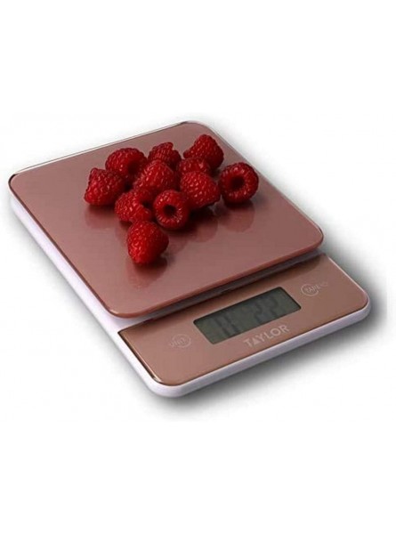 Taylor Digital Glass Kitchen Scales Stylish Compact Food Weigh Scales with Precision Accuracy and Tare Function Rose Gold 5 kg Capacity - IXYN5SPK
