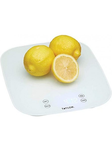 Taylor Pro Digital Kitchen Food Scales Compact Professional Standard with Precision Accuracy and Waterproof Design with Tare Feature White Glass Weighs 14 kg 14 L Capacity - CTBIG9E1