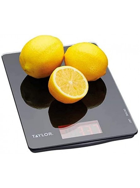 Taylor Pro Digital Ultra Thin Kitchen Food Scales Compact Slimline Professional Standard with Tare Feature and Precision Accuracy Black Glass Weighs 5 kg Capacity - NRAVI28B