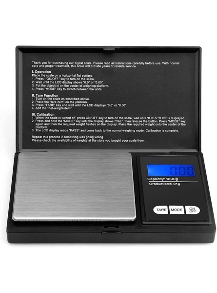 Trimming Shop Digital Scales Kitchen Scales 0.1g-1000g Digital Pocket Scales Portable Weighing Scales Food Scale Jewellery Scales Back-lit LCD Display Battery Multi-Functional Scale for Gold Coffee - LQMYDFI6